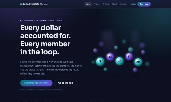Lotto Syndicate Manager website