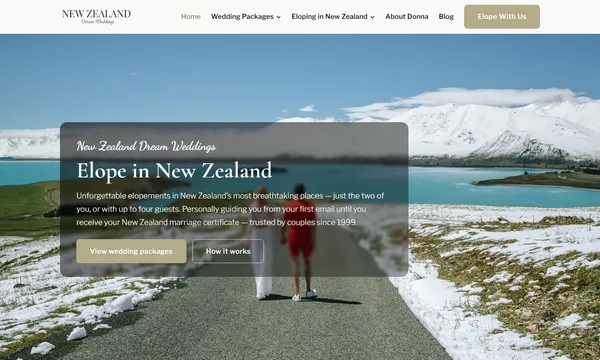New Zealand Dream Weddings website